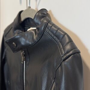 Kids Black Leather Jacket 3T
